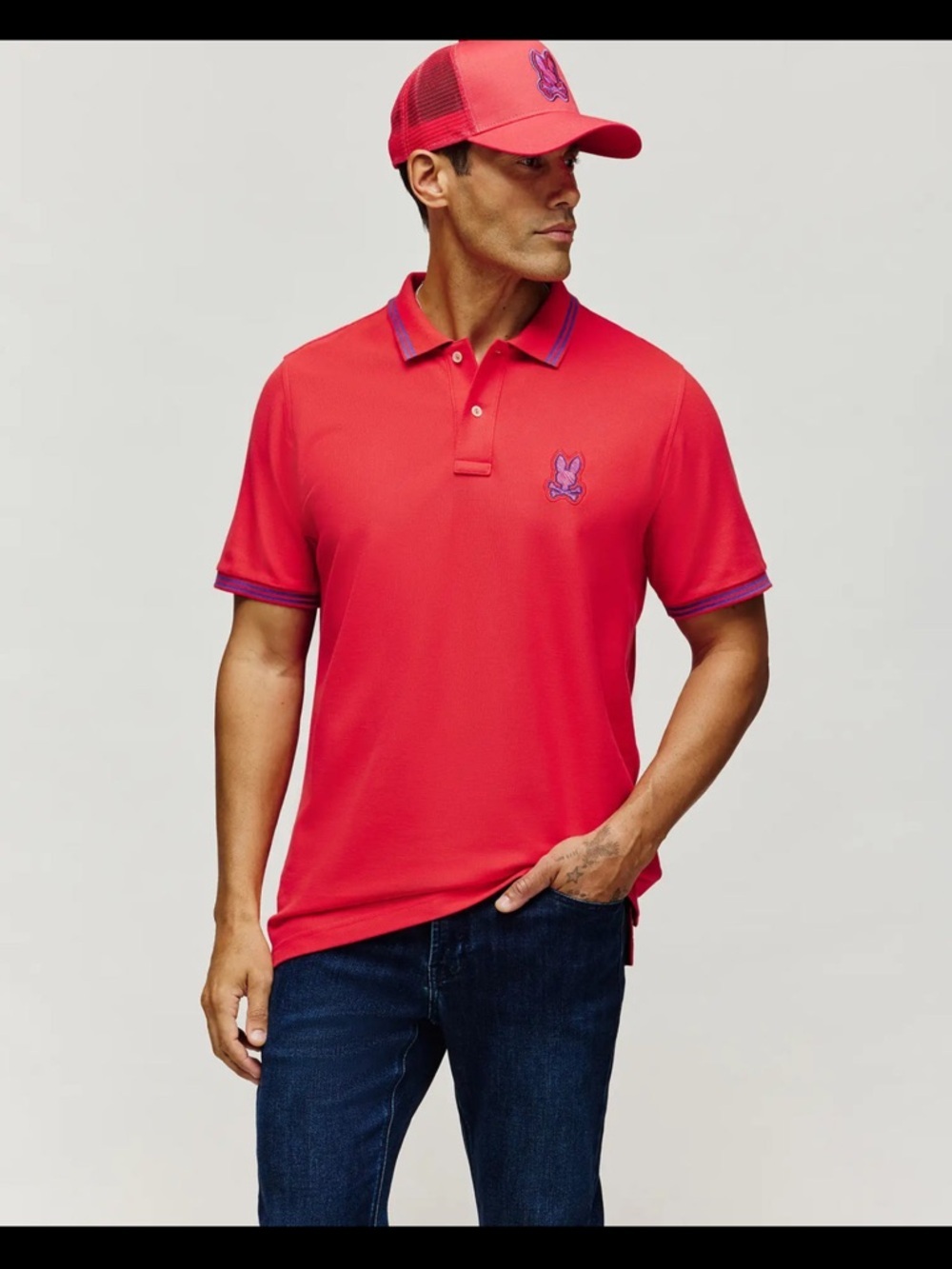 PSYCHO BUNNY COLLARED LOGO POLO! New! S